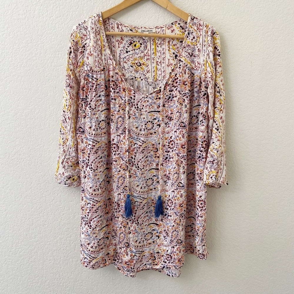 Billabong Tunic Mini Dress Sz Small Paisley Boho Take Me Away